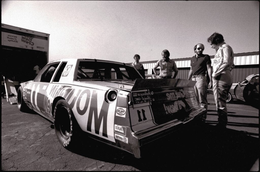 Dale Earnhardt and the Car and Driver crew at Riverside